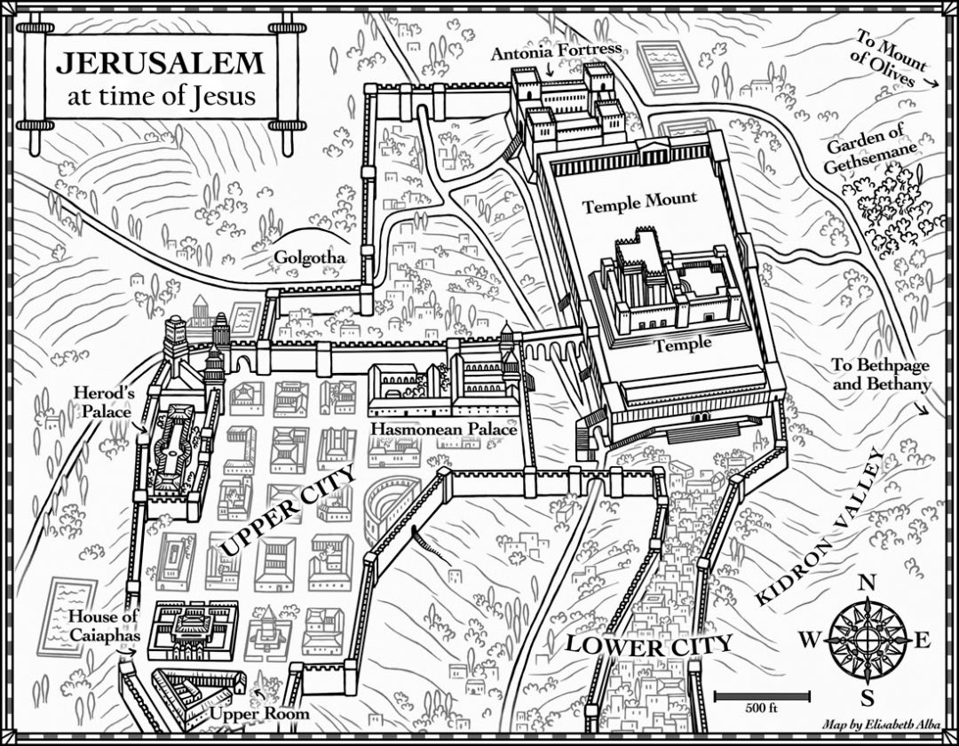 Old Map Of Jerusalem His Kingdom